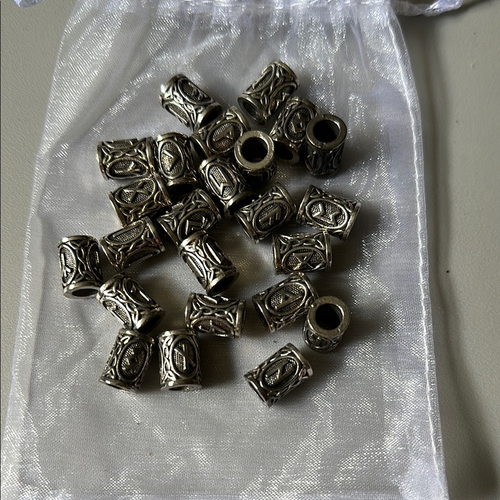 Norse Viking Silver Hair Beads